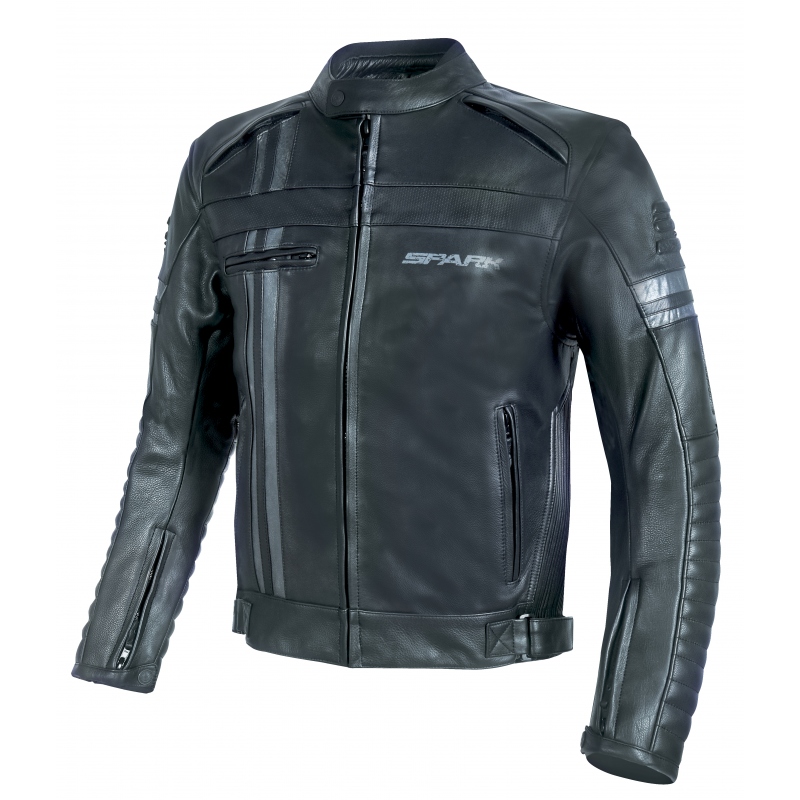 Jachetă moto din piele pentru bărbați SPARK BRONO EVO, neagră
